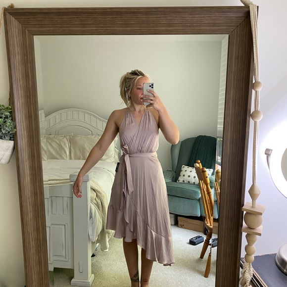 Express Satin Wrap Dress - Picture 3 of 8